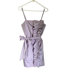 BCBGMAXZRIA Purple Fluted Bow Mini Dress Size 2
